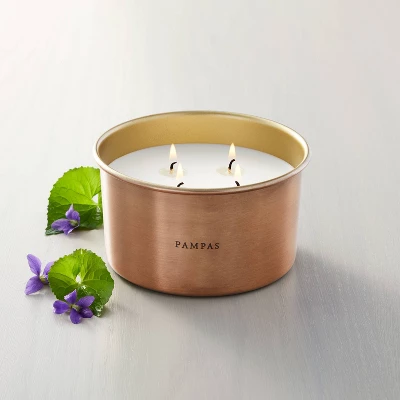 Lidded Metal Pampas 4-Wick Jar Candle Brass Finish 20oz - Hearth & Hand™ With Magnolia 1 Lidded Metal Pampas 4-Wick Jar Candle Brass Finish 20oz - Hearth & Hand™ With Magnolia