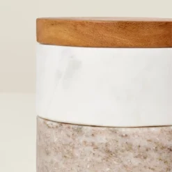 3pc Marble Stacking Salt & Pepper Cellar White/Warm Gray - Hearth & Hand™ With Magnolia -Dream house GUEST 1511b512 a04d 4638 8b56 b59f269aa4b2