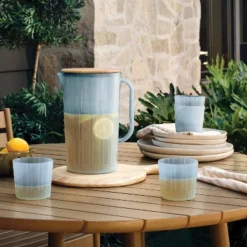 3L Acrylic Beverage Pitcher And Cup Set Blue - Hearth & Hand™ With Magnolia -Dream house GUEST 287e3bc1 700f 44cb 8a0d af478976971c