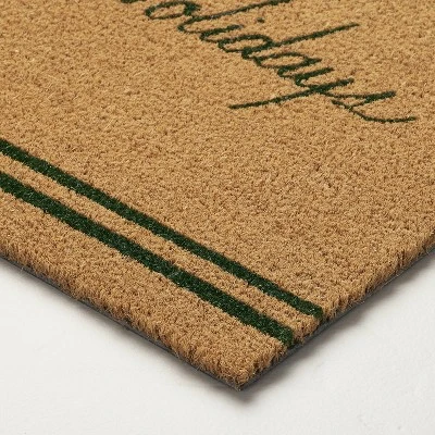 Home For The Holidays Coir Christmas Doormat Tan/Evergreen - Hearth & Hand™ With Magnolia 2 Home For The Holidays Coir Christmas Doormat Tan/Evergreen - Hearth & Hand™ With Magnolia - Image 2