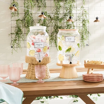 7.7L Fluted Acrylic Drink Dispenser With Wood Stand - Hearth & Hand™ With Magnolia 1 7.7L Fluted Acrylic Drink Dispenser With Wood Stand - Hearth & Hand™ With Magnolia