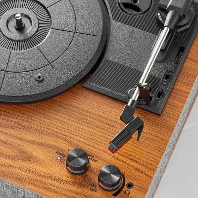 3-Speed Record Player Brown/Gray - Hearth & Hand™ With Magnolia 3 3-Speed Record Player Brown/Gray - Hearth & Hand™ With Magnolia - Image 3