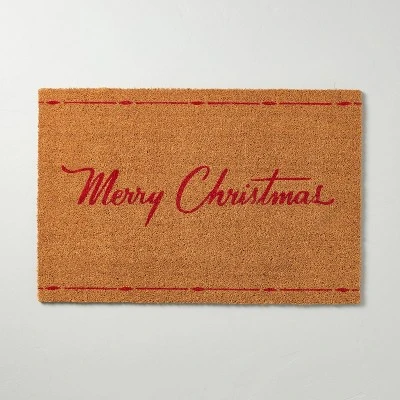 Merry Christmas Coir Doormat Tan/Red - Hearth & Hand™ With Magnolia 4 Merry Christmas Coir Doormat Tan/Red - Hearth & Hand™ With Magnolia - Image 4