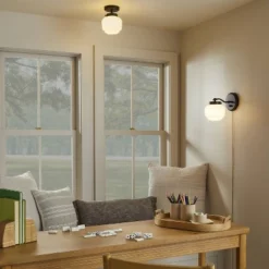 Milk Glass Solid Wall Sconce Black/White - Hearth & Hand™ With Magnolia