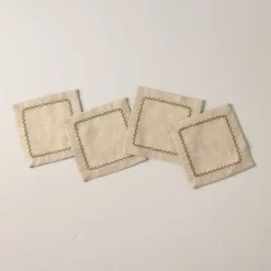 Set Of 4 Embroidered Border Cloth Cocktail Napkins Natural/Green - Hearth & Hand™ With Magnolia 5 Set Of 4 Embroidered Border Cloth Cocktail Napkins Natural/Green - Hearth & Hand™ With Magnolia -Dream house GUEST 4a474896 8cf3 4bf0 a425 b25822df4bd4