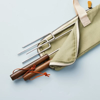 4pc Stainless Steel Grilling Skewers With Canvas Bag - Hearth & Hand™ With Magnolia 2 4pc Stainless Steel Grilling Skewers With Canvas Bag - Hearth & Hand™ With Magnolia - Image 2
