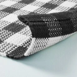 Textured Gingham Indoor/Outdoor Woven Area Rug Dark Gray/Cream - Hearth & Hand™ With Magnolia -Dream house GUEST 59c84c51 ff59 41d4 aafd 9637c81802a5