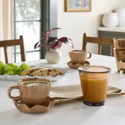 7oz Short Recycled Pint Glass Brown - Hearth & Hand™ With Magnolia