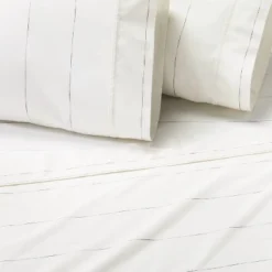 Cotton Percale Thin Stripe Sheet Set Sour Cream/Railroad Gray - Hearth & Hand™ With Magnolia 3 Cotton Percale Thin Stripe Sheet Set Sour Cream/Railroad Gray - Hearth & Hand™ With Magnolia -Dream house GUEST 6b3e4cda 653d 446c 9ba0 a19e1a52f176