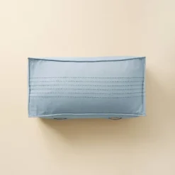 44"x22"x10 Rib Stripe Woven Chambray Outdoor Patio Cushioned Bench Blue - Hearth & Hand™ With Magnolia