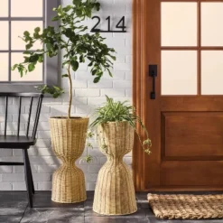 Rattan Reversible Outdoor Planter Basket - Hearth & Hand™ With Magnolia
