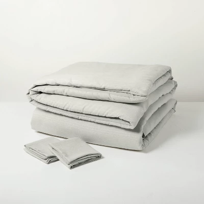 Heathered Stripe Comforter & Sham Set Jet Gray/Sour Cream - Hearth & Hand™ With Magnolia 2 Heathered Stripe Comforter & Sham Set Jet Gray/Sour Cream - Hearth & Hand™ With Magnolia - Image 2