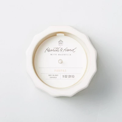Wide Fluted Speckled Ceramic Pampas Jar Candle Tonal Cream 11oz - Hearth & Hand™ With Magnolia 2 Wide Fluted Speckled Ceramic Pampas Jar Candle Tonal Cream 11oz - Hearth & Hand™ With Magnolia - Image 2