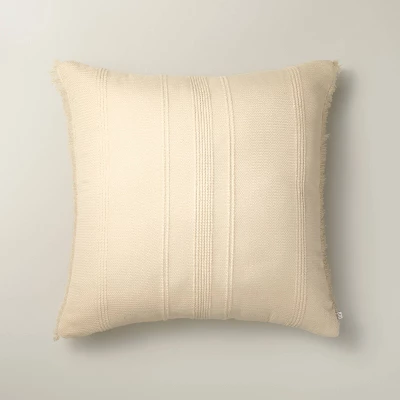 24"x24" Textured Fringe Indoor/Outdoor Square Throw Pillow Natural - Hearth & Hand™ With Magnolia 4 24"x24" Textured Fringe Indoor/Outdoor Square Throw Pillow Natural - Hearth & Hand™ With Magnolia - Image 4