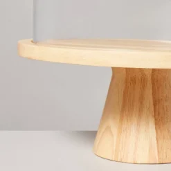 11.5" Wooden Cake Stand With Glass Cloche - Hearth & Hand™ With Magnolia: Rubberwood Pedestal, Farmhouse Style -Dream house GUEST 9b30f38f 5d00 4de3 b8b8 8d1b5fb61c0e