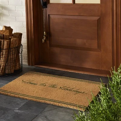 Home For The Holidays Coir Christmas Doormat Tan/Evergreen - Hearth & Hand™ With Magnolia 1 Home For The Holidays Coir Christmas Doormat Tan/Evergreen - Hearth & Hand™ With Magnolia