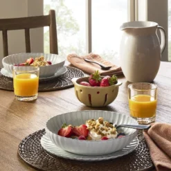 25oz Scalloped Edge Stoneware Pasta/Grain Bowl Cream - Hearth & Hand™ With Magnolia