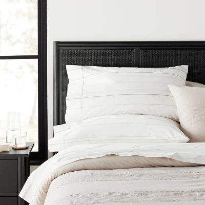 2pk Standard Cotton Percale Multistripe Pillowcase Set Gray/Neutrals - Hearth & Hand™ With Magnolia 1 2pk Standard Cotton Percale Multistripe Pillowcase Set Gray/Neutrals - Hearth & Hand™ With Magnolia