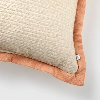18"x18" Textured Woven Flange Detail Indoor/Outdoor Square Throw Pillow - Hearth & Hand™ With Magnolia 3 18"x18" Textured Woven Flange Detail Indoor/Outdoor Square Throw Pillow - Hearth & Hand™ With Magnolia - Image 3