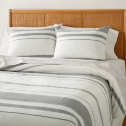 Herringbone Stripe Comforter & Sham Set Sour Cream/Railroad Gray -Dream house GUEST dc5a8068 fd28 43de ad64 01e94395507c