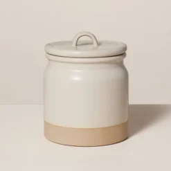 Dry Goods Stoneware Crock Canister Warm Gray/Clay - Hearth & Hand™ With Magnolia -Dream house GUEST e8cc15f8 eba3 440d 8e23 4974c4232203